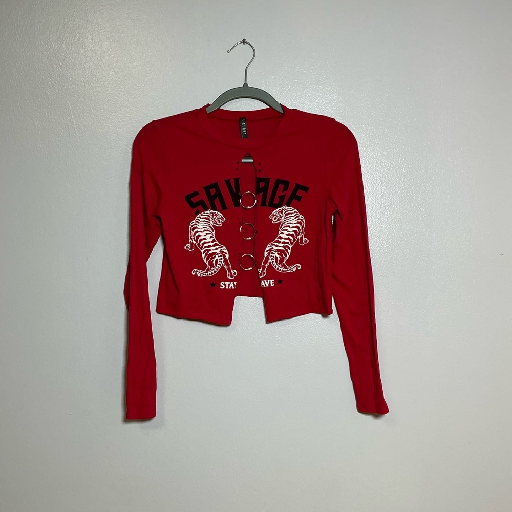 Savage Graphic Red Long Sleeve Tee